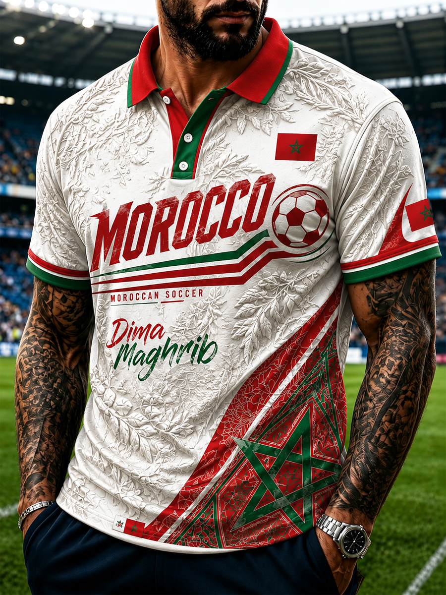 Men's Morocco Football Printed polo shirt