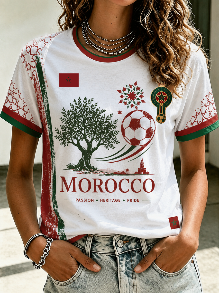 Women's Morocco Football Printed short-sleeved T-shirt