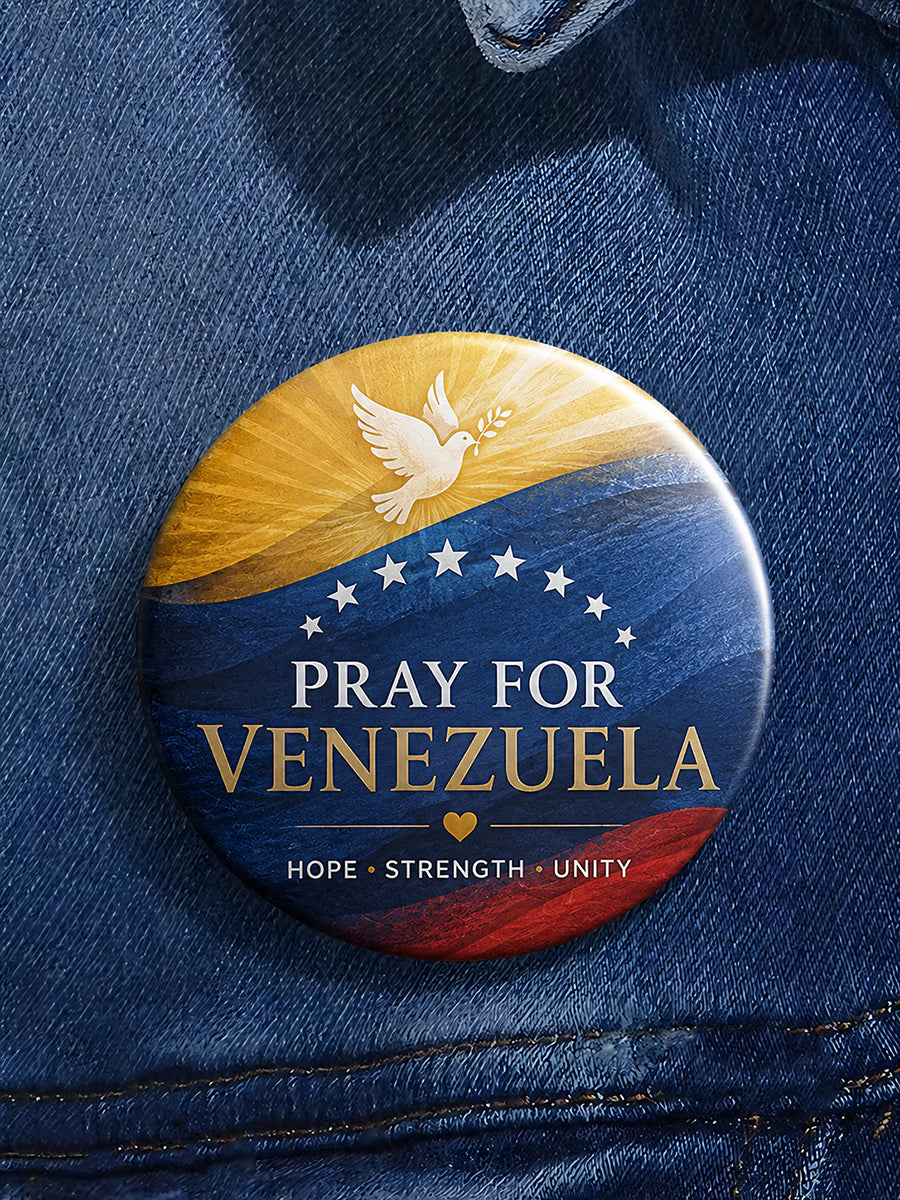 Unisex Pray For Venezuela Print Brooch