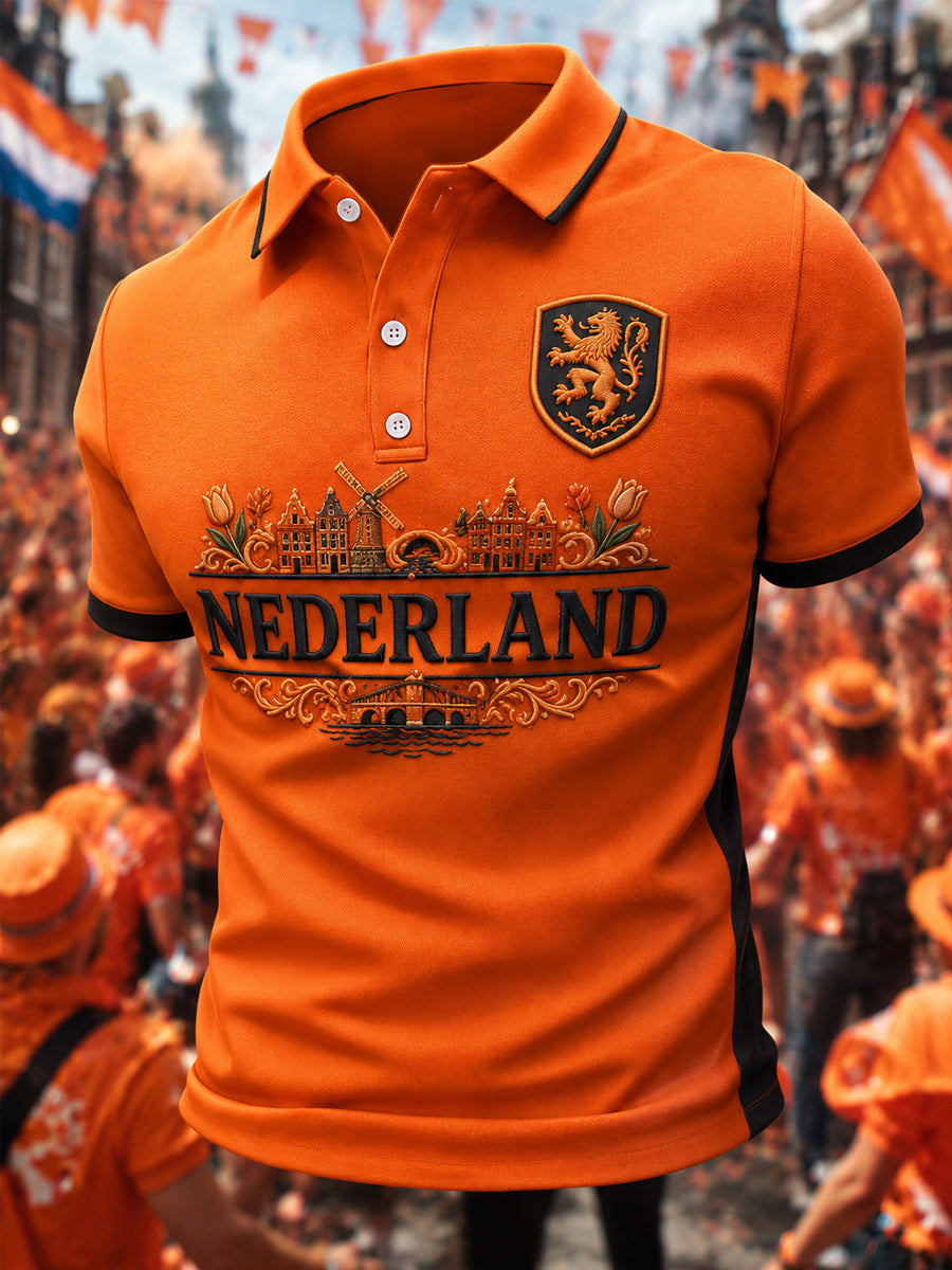 Men's Nederland Print Casual Polo