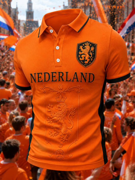 Men's Nederland Print Casual Polo