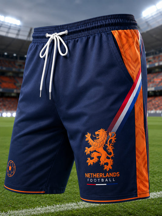 Men's Lion And Soccer-Themed Print Shorts