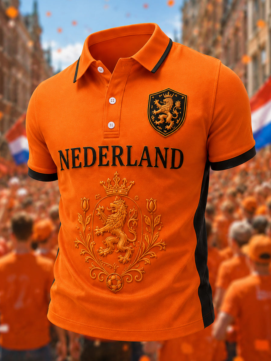 Men's Nederland Print Casual Polo
