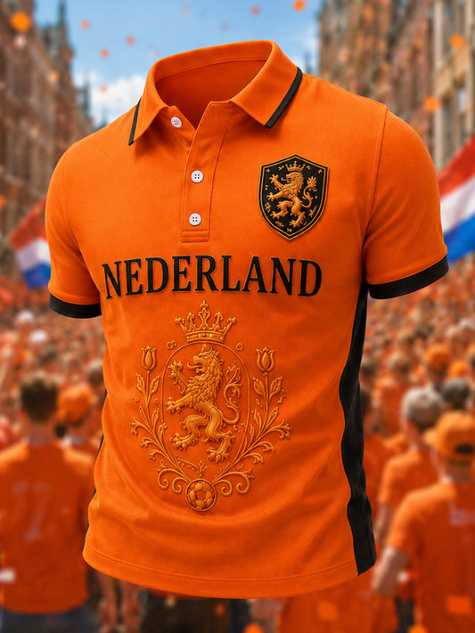 Men's Nederland Print Casual Polo