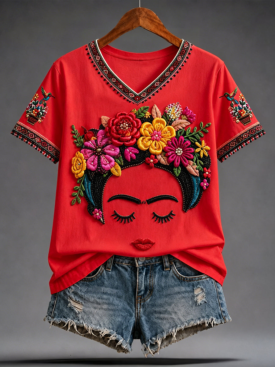 Women's Mexico Guelaguetza Lele Doll Art Printed T-shirt