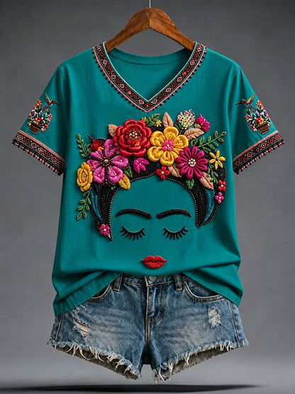 Women's Mexico Guelaguetza Lele Doll Art Printed T-shirt