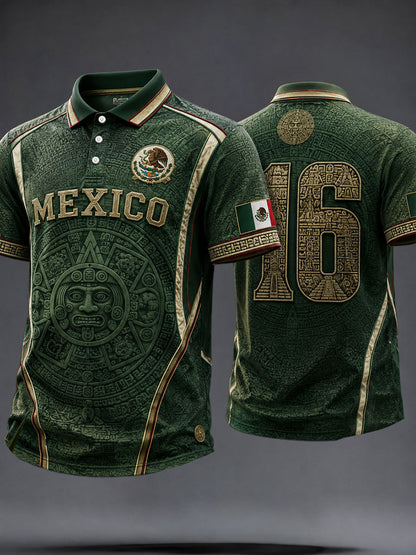 Men's Mexico Football Lover Art Printed Casual Tops