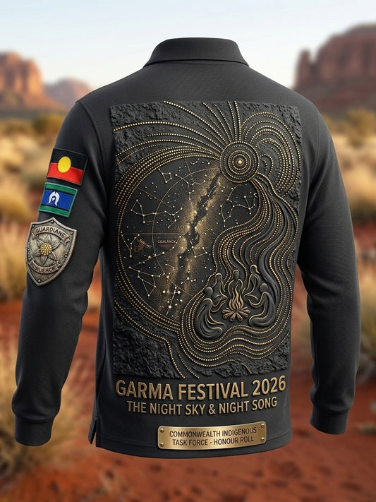 Men's AU Garma Festival Printed Long-Sleeve Polo Shirt