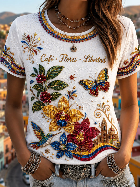 Women's Columbia Classic Floral Butterfly Casual T-Shirt