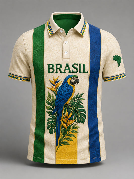 Men's Brasil Print Casual Polo