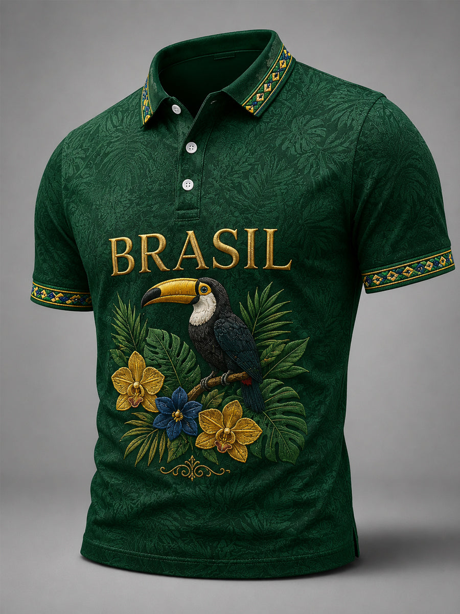 Men's Brasil Print Casual Polo
