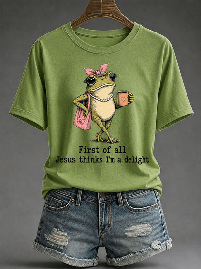 Women's 'Jesus Thinks I'm A Delight' Printed Casual T-Shirt