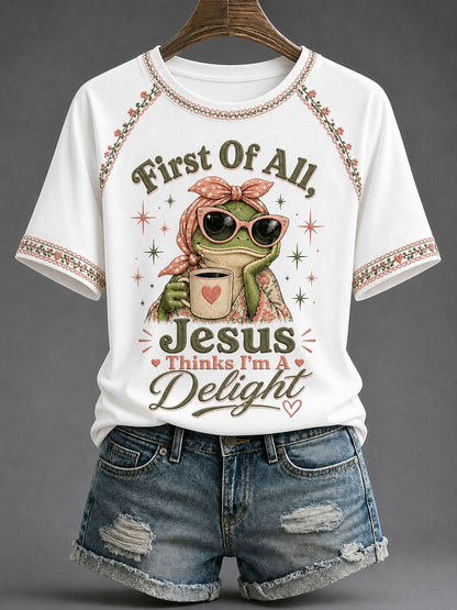 Women's 'Jesus Thinks I'm A Delight' Printed Casual T-Shirt
