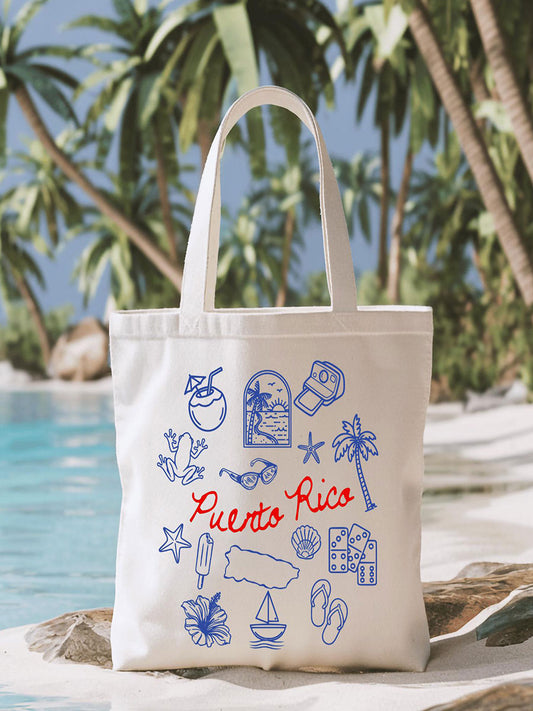 Puerto Rico Pride Art Printed Canvas Bag