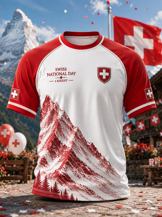 Men's National Day Graphic Print Raglan Short-Sleeve T-Shirt