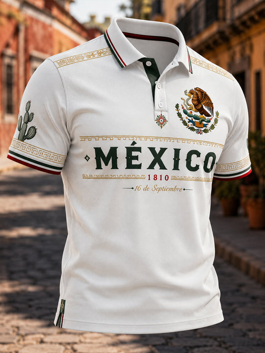 Men's Mexican Independence Day Commemorative Art Print Polo