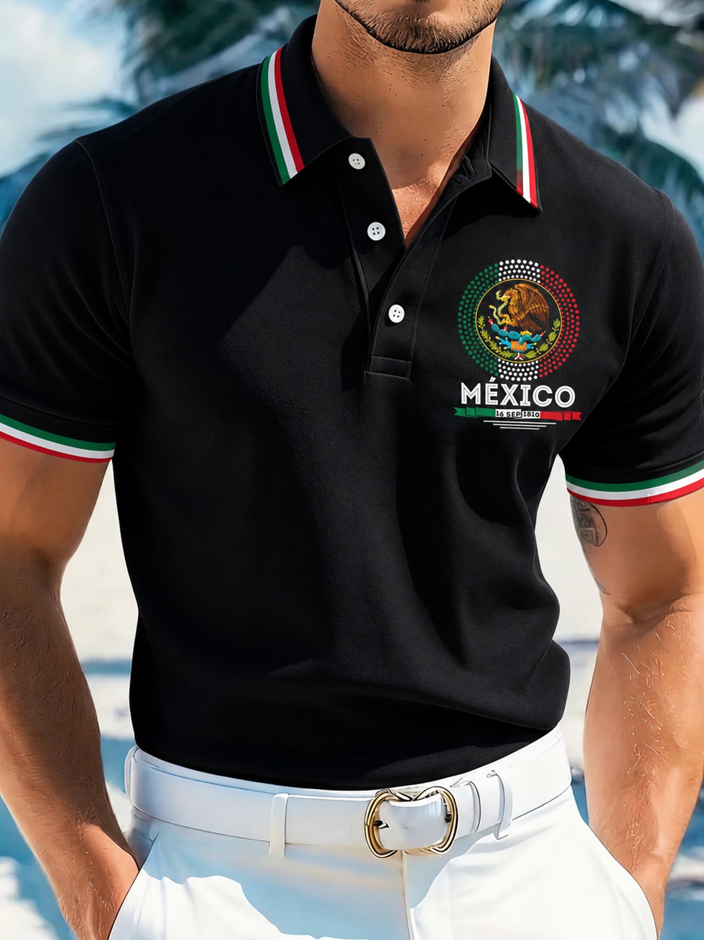 Men's Mexican Independence Day Commemorative Art Print Polo
