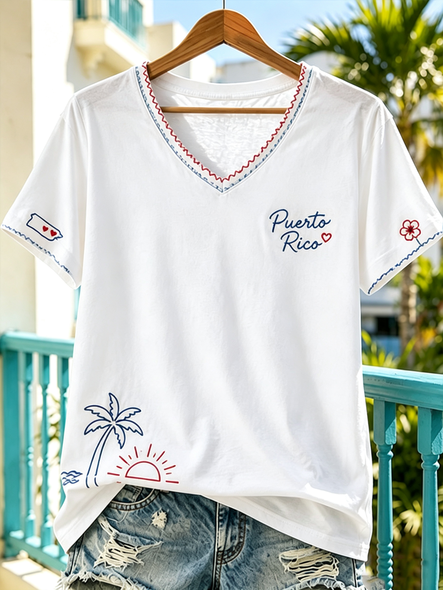 Women's Puerto Rico Printed short-sleeved T-shirt