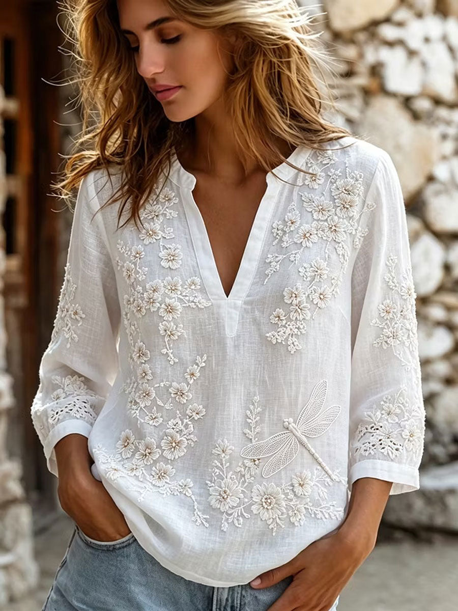 Women's Elegant Cotton-Linen Top