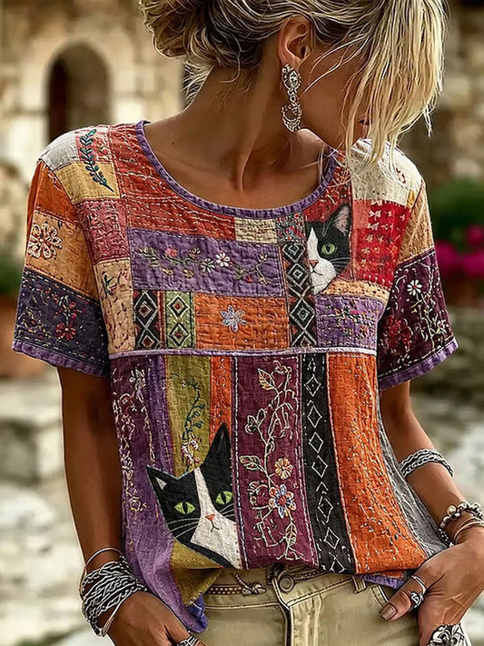 Women's Elegant Cotton-Linen Top