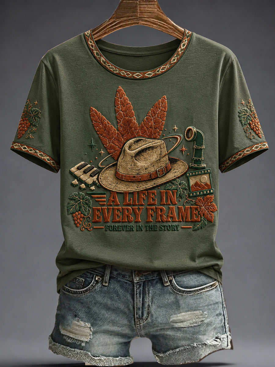 Women's A LIFE IN EVERY FRAME FOREVER IN THE STORY Printed T-shirt