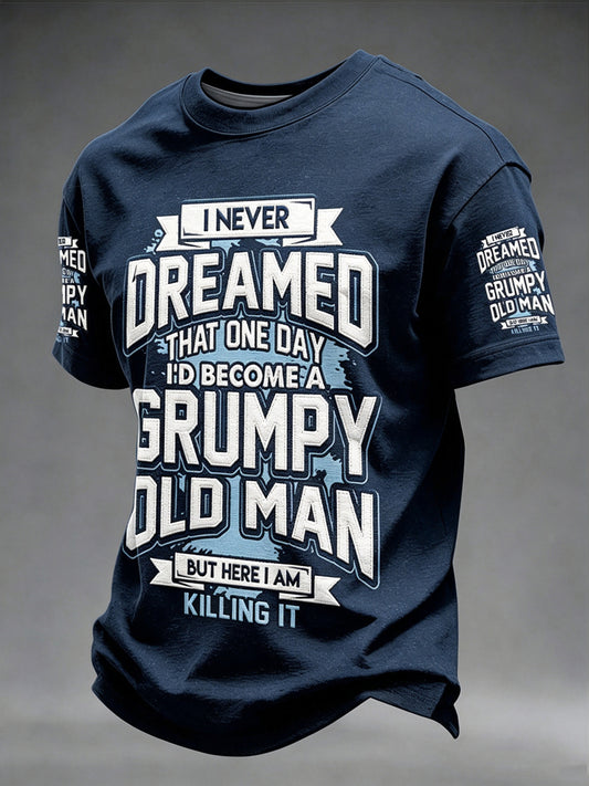 Men's Grumpy Old Man Printed Vintage Fashion Loose Short Sleeve T-Shirt