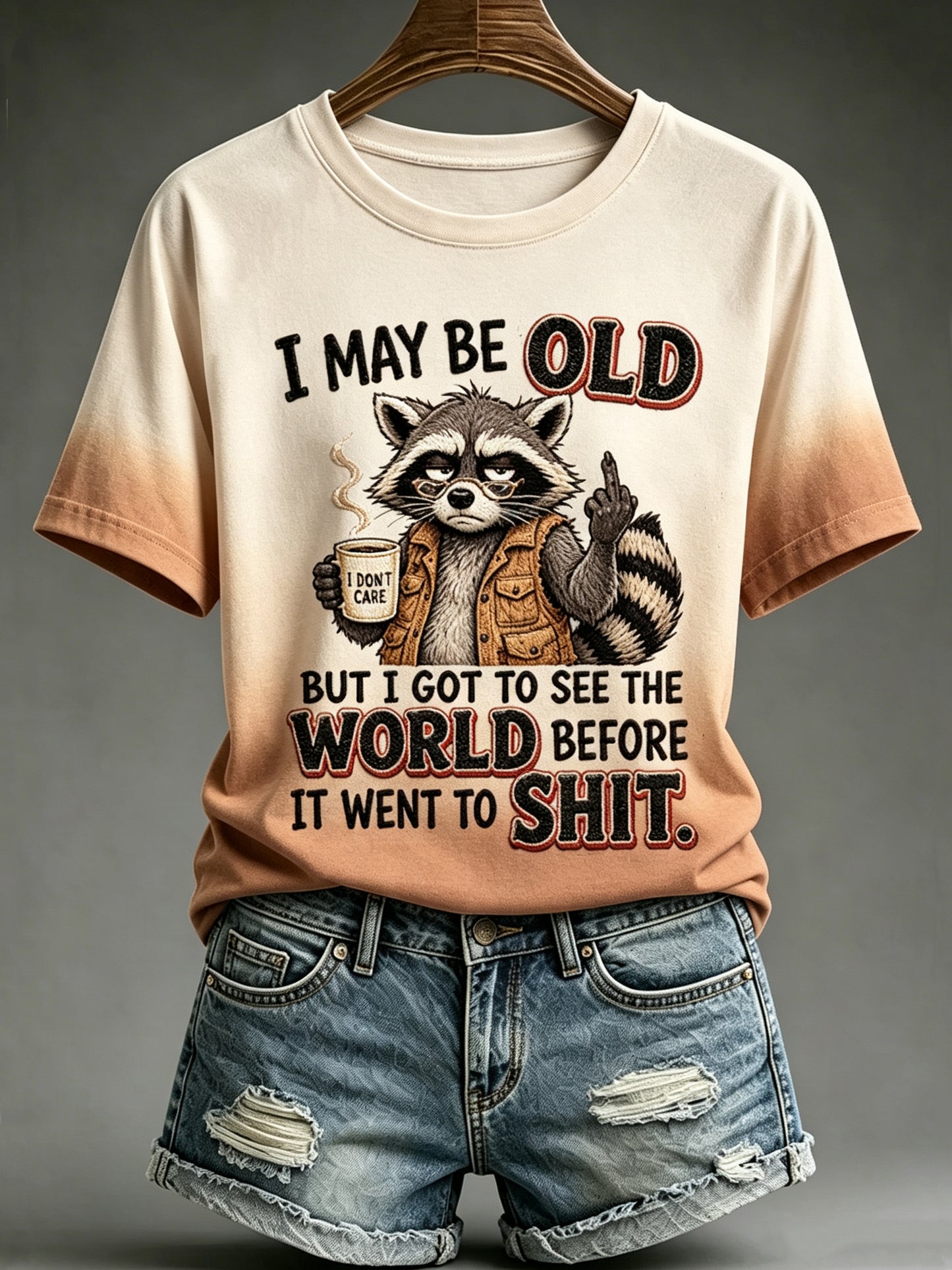 Women's Grumpy Old Woman Printed Vintage Fashion Loose Short Sleeve T-Shirt