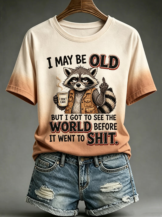 Women's Grumpy Old Woman Printed Vintage Fashion Loose Short Sleeve T-Shirt