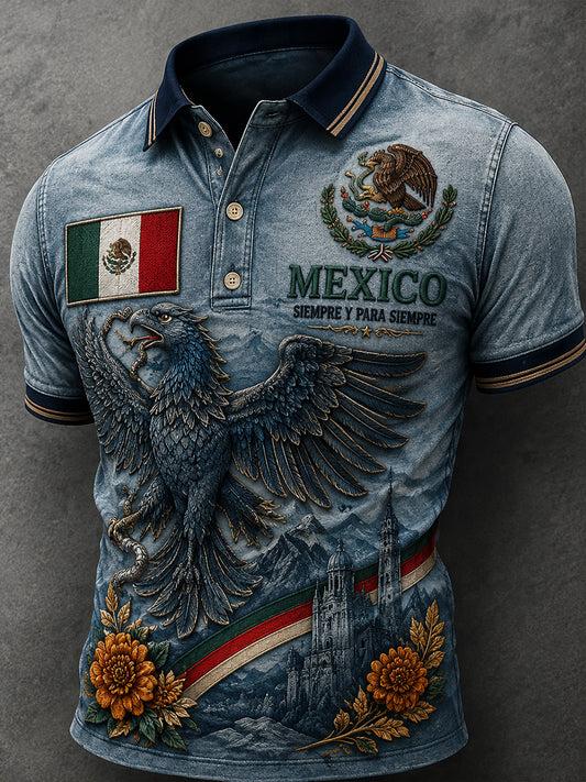 Men's Mexican Independence Day Patriotic Art Print Polo Shirt