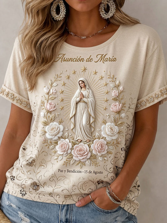 Women’s Feast of the Assumption Art Print Casual T-Shirt
