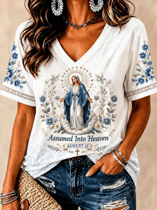 Women’s Feast of the Assumption Art Print Casual T-Shirt