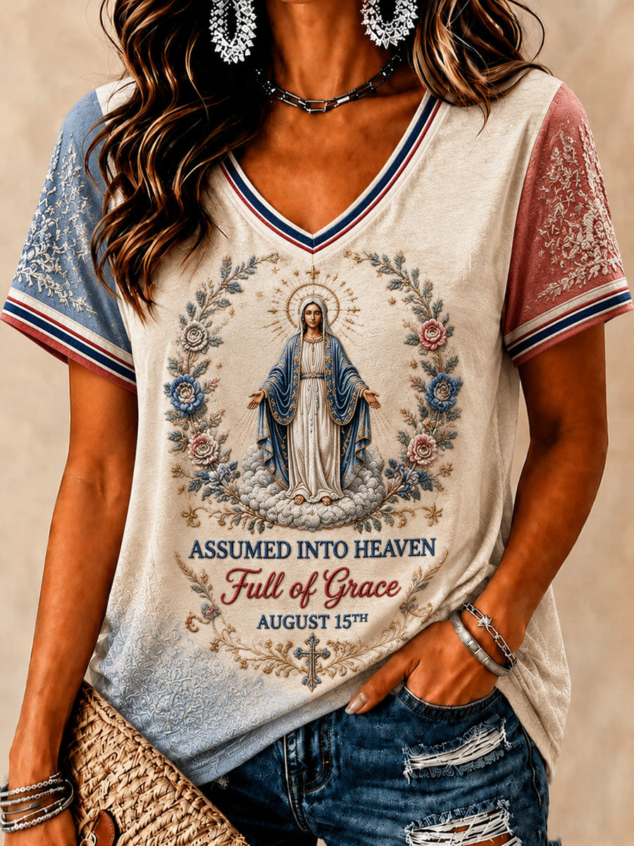 Women’s Feast of the Assumption Art Print Casual T-Shirt