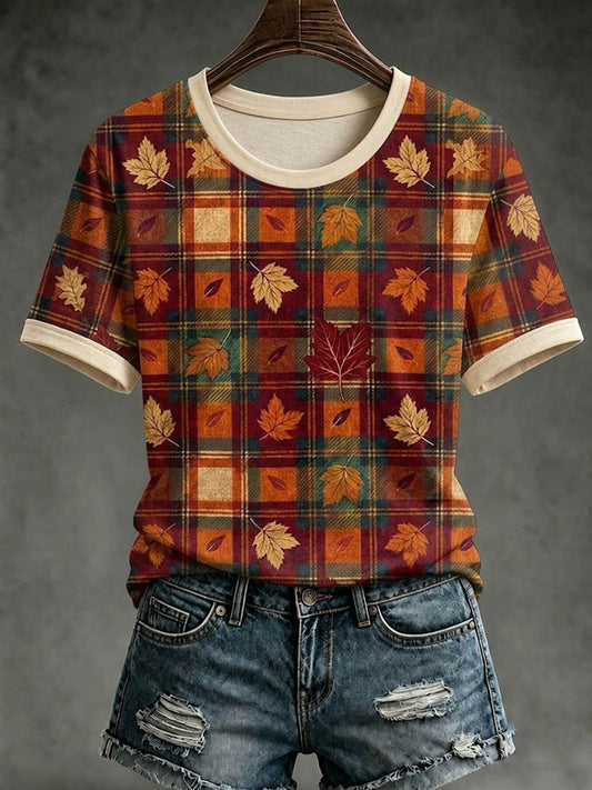 Women's Autumn Maple Leaves Short-sleeved T-shirt