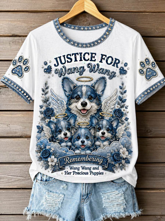 Women's STOP ANIMAL ABUSE Wangwang short-sleeved T-shirt
