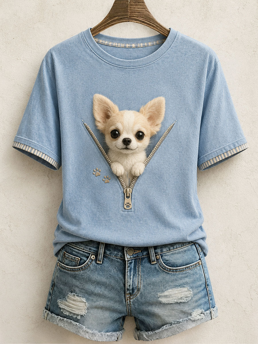 Women's Lovely Chihuahua Felt Art T-Shirt