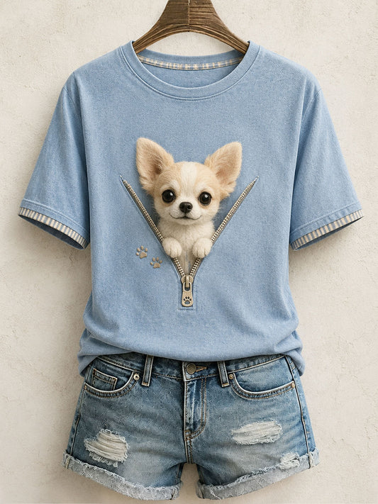 Women's Lovely Chihuahua Felt Art T-Shirt