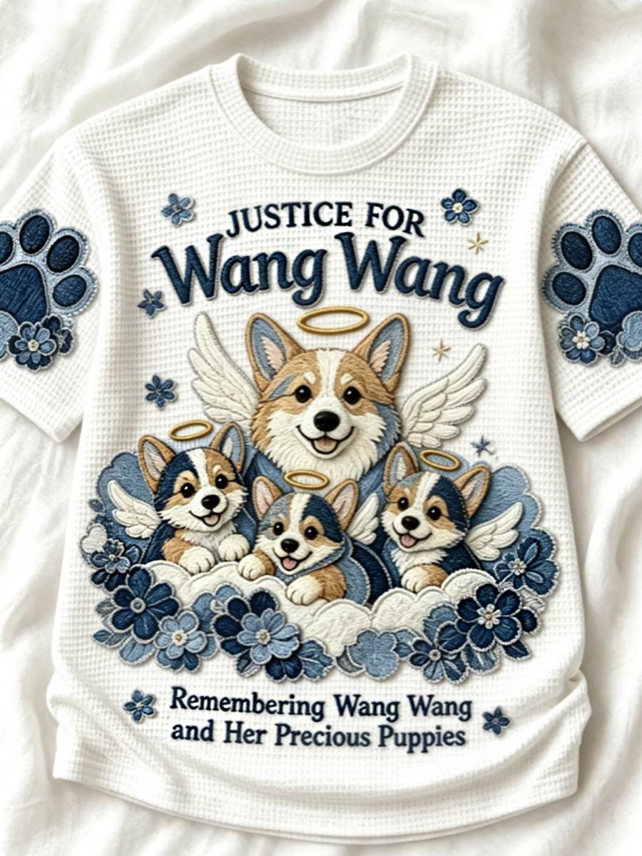 Men's STOP ANIMAL ABUSE Wangwang  Waffle Short Sleeve Tee