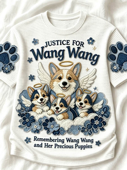 Men's STOP ANIMAL ABUSE Wangwang  Waffle Short Sleeve Tee
