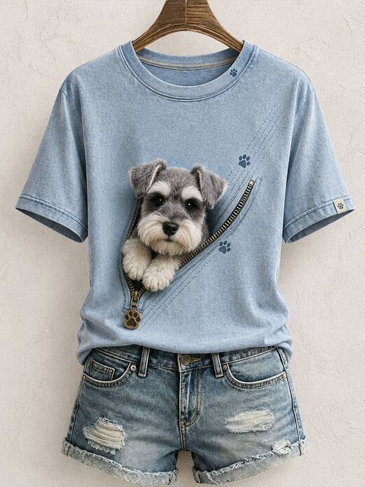Women's Lovely Schnauzer Felt Art T-Shirt