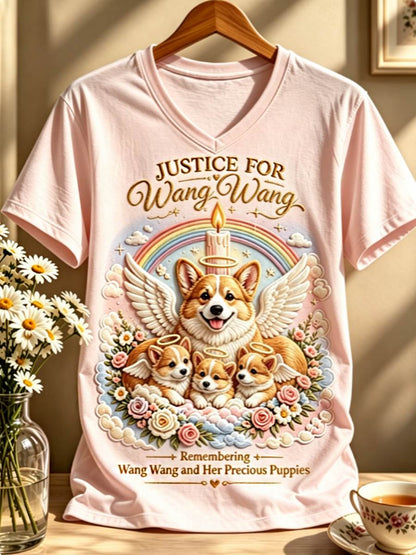 Women's STOP ANIMAL ABUSE Wangwang short-sleeved T-shirt