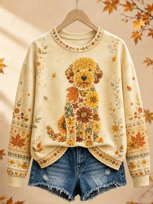 Women's Autumn Dog Regular Sweatshirt