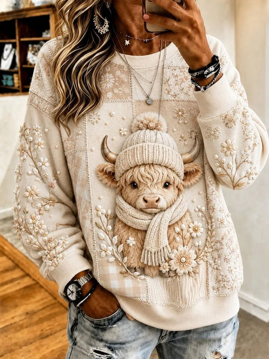 Women's Highland Cow Print Casual Sweatshirt