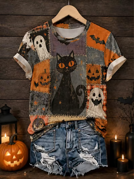 Women's Halloween Printed short-sleeved T-shirt