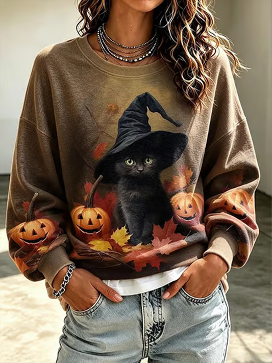 Women's Halloween Printed Regular Sweatshirt