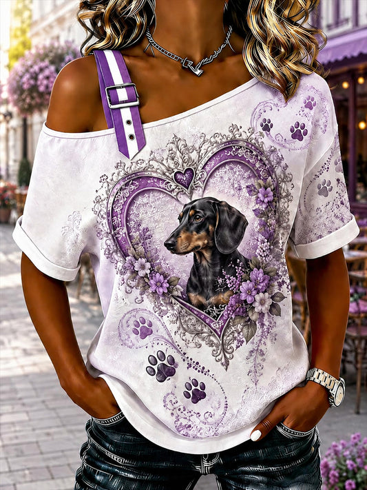 Women's Animal Dog Cultural Elements Art Print Top