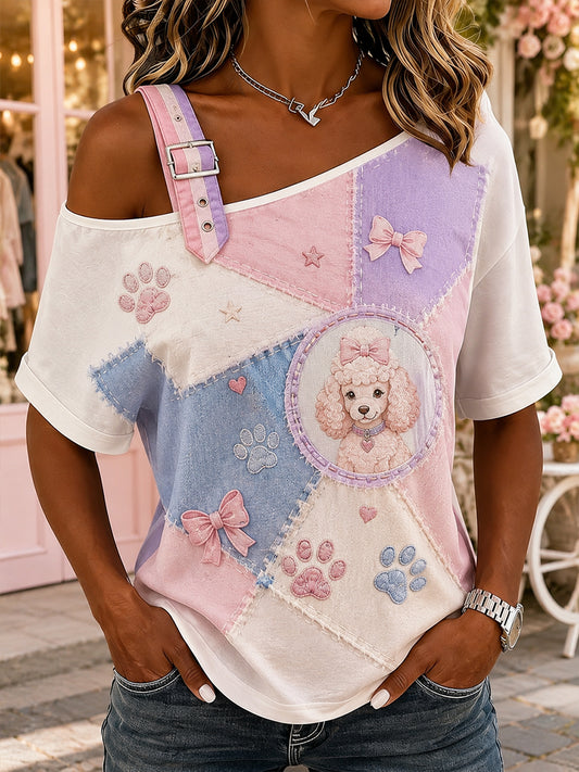 Women's Animal Dog Cultural Elements Art Print Top