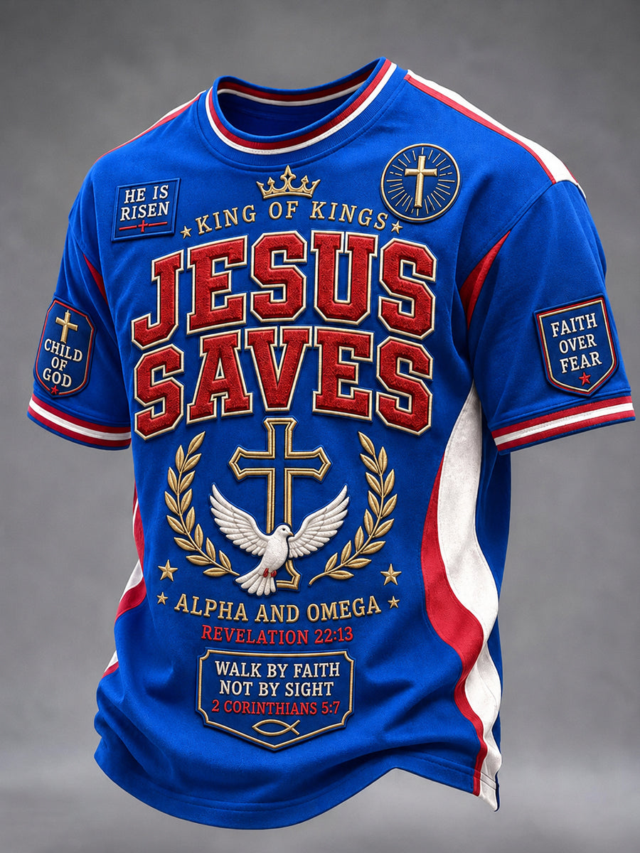 Men's Christian Cross O-neck Short Sleeve T-shirt