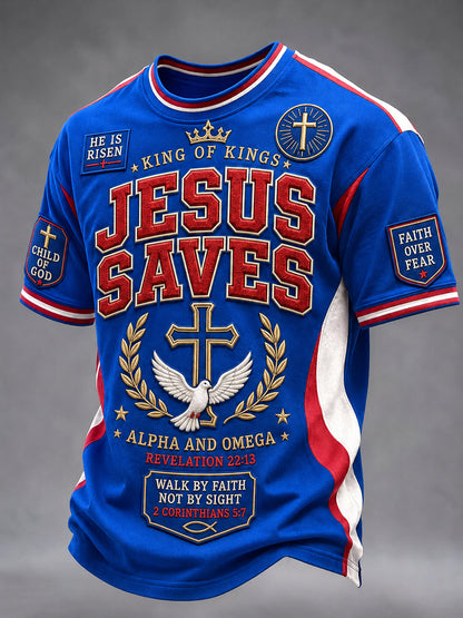 Men's Christian Cross O-neck Short Sleeve T-shirt
