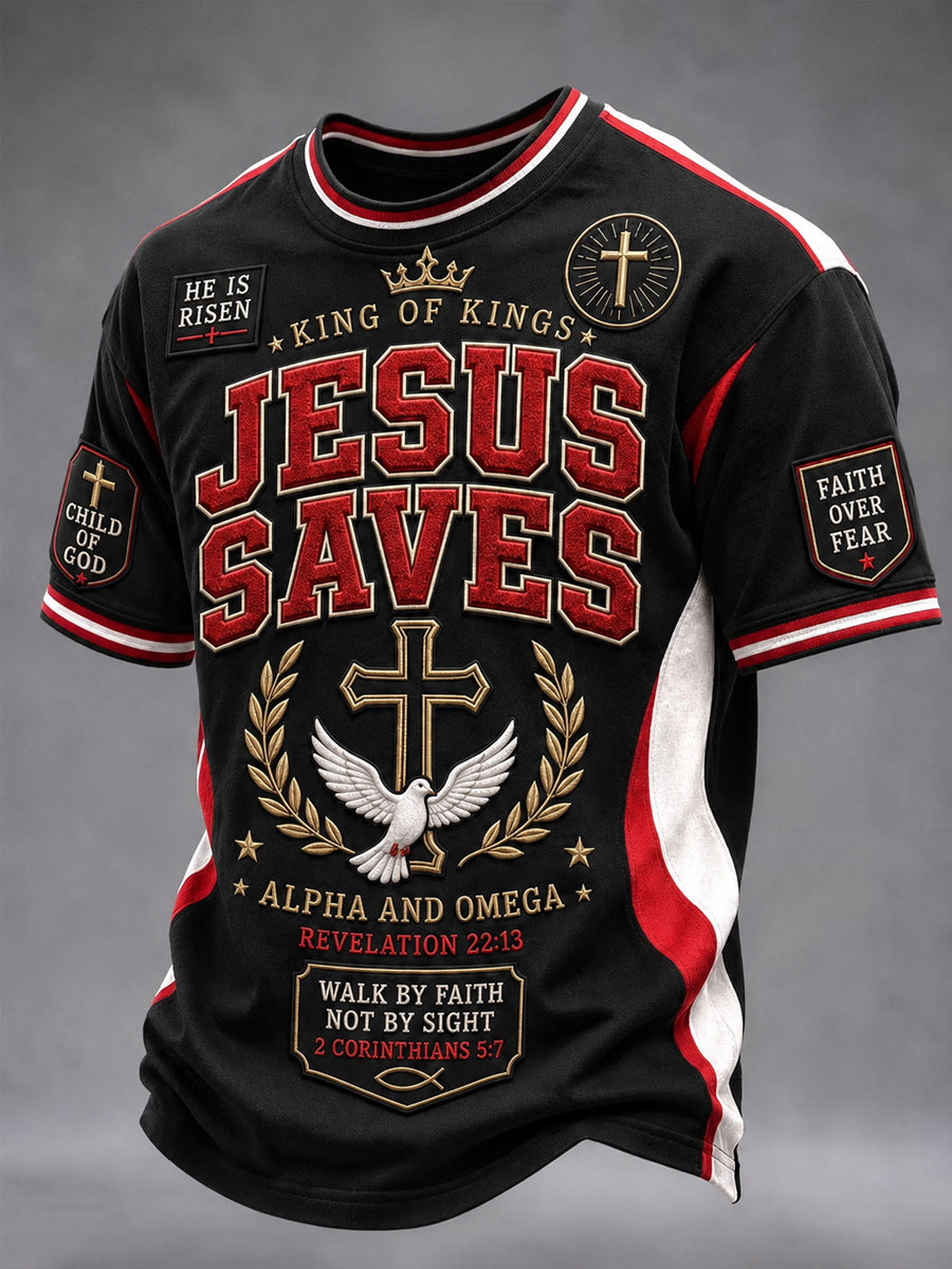 Men's Christian Cross O-neck Short Sleeve T-shirt