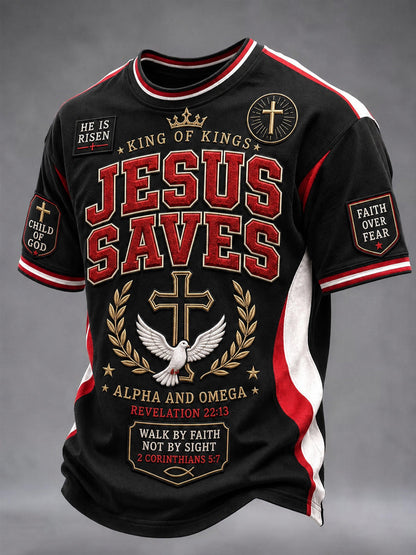 Men's Christian Cross O-neck Short Sleeve T-shirt